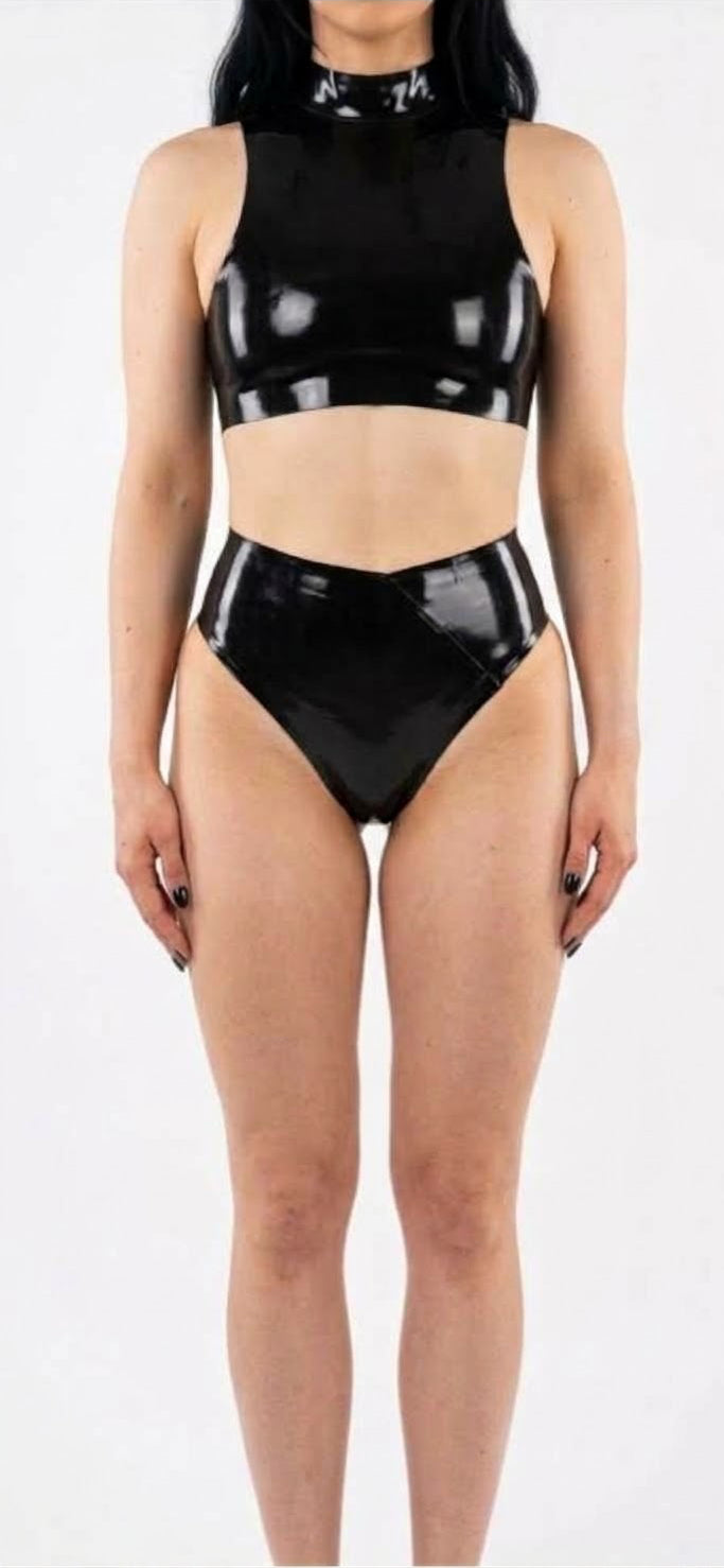 Ladies Latex Audra Top & Brief Set
